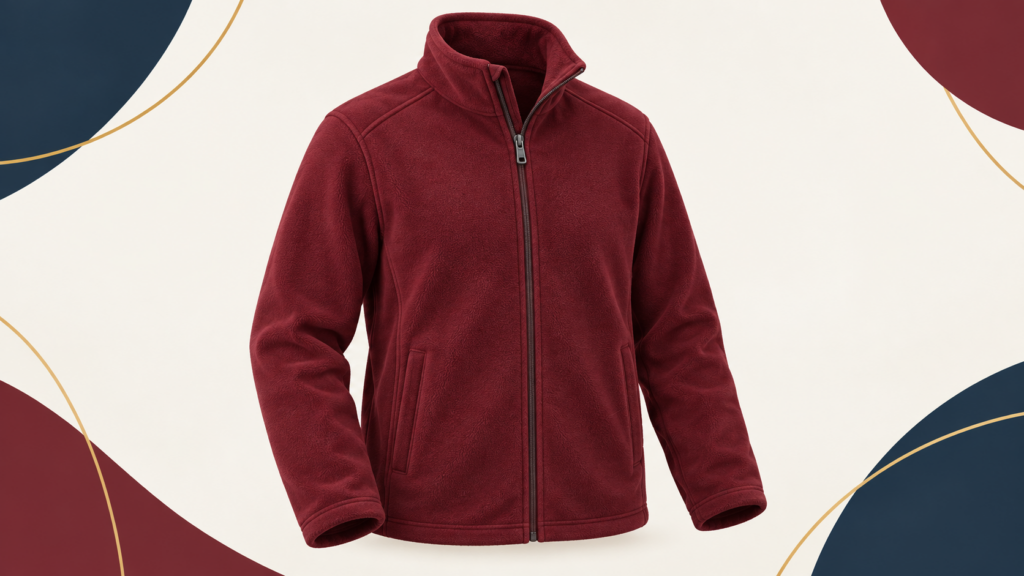 Symbolische Darstellung einer weinroten Fleecejacke