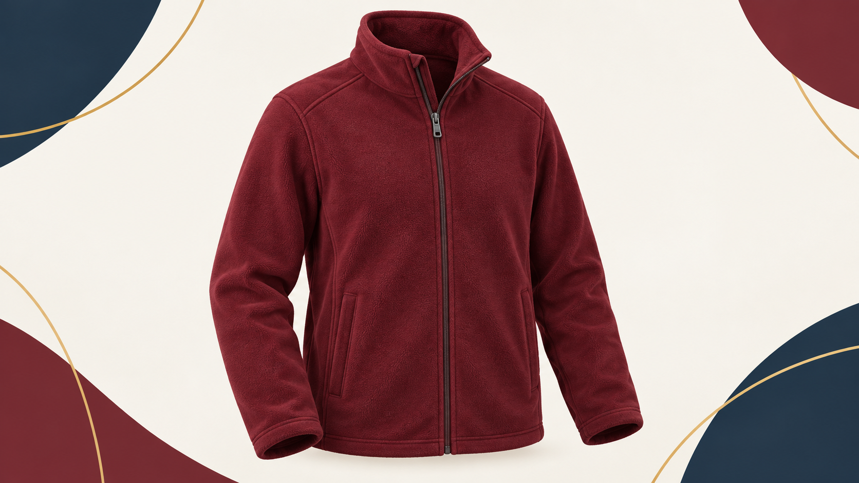 Symbolische Darstellung einer weinroten Fleecejacke